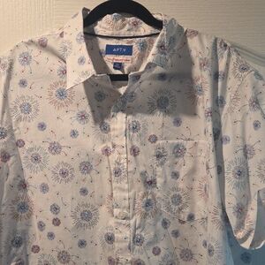 Apt. 9 Men's White and Blue Floral Shirt